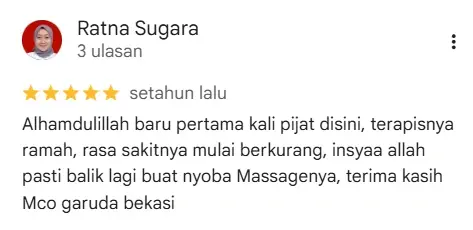 Review pasien MCO Garuda Massage