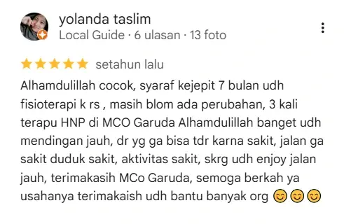 Review pasien MCO Garuda Massage