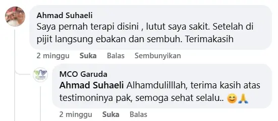 Testimoni pasien MCO Garuda Massage