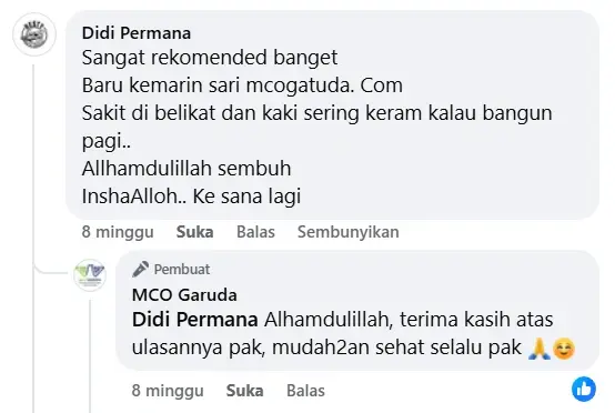 Testimoni pasien MCO Garuda Massage