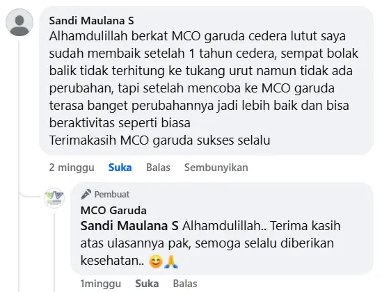 Testimoni pasien MCO Garuda Massage